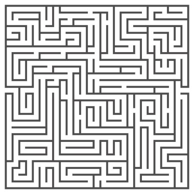 Beyaz arka plan üzerinde izole kare labirent. Orta karmaşıklık.