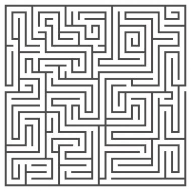Beyaz arka plan üzerinde izole kare labirent. Orta karmaşıklık.