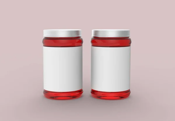 Jam jar mock up isolated on soft pastel background. 3D illustrating