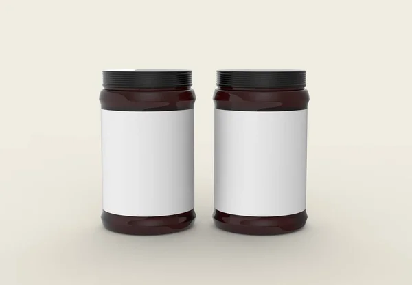 Jam jar mock up isolated on soft pastel background. 3D illustrating