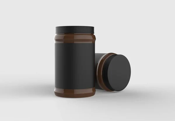 Chocolate spread in jar mock up isolated on soft gray background