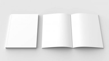 Broşür, dergi, kitap ya da katalog üzerinde izole yumuşak gra kadar sahte