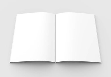 Broşür, dergi, kitap ya da katalog üzerinde izole yumuşak gra kadar sahte