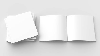 Kare broşür, dergi, kitap ya da katalog üzerinde izole haber alay