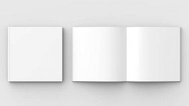 Kare broşür, dergi, kitap ya da katalog üzerinde izole haber alay