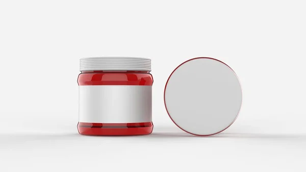 Jahodový jam v jar mock-up izolované na měkké šedé pozadí w — Stock fotografie