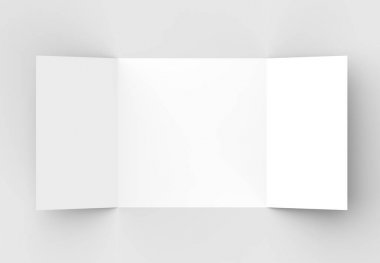 Kare kapı kat broşürü sahte üzerinde izole yumuşak gri backgrou kadar