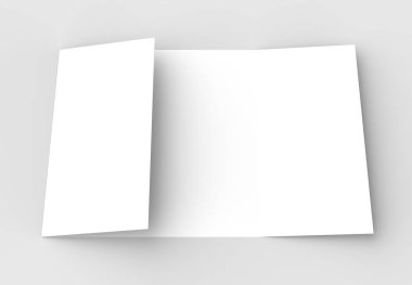 Kare kapı kat broşürü sahte üzerinde izole yumuşak gri backgrou kadar