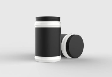 Mayonez kavanozu ile siyah etiket üzerinde yumuşak gri ba izole sahte