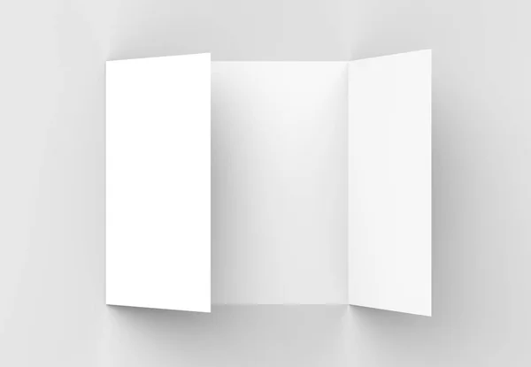 Négyzet alakú kapu fold brosúra ál-up elszigetelt a lágy szürke háttérb — Stock Fotó