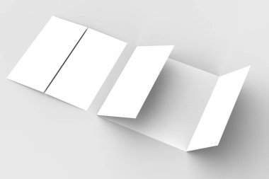 Kare kapı kat broşürü sahte üzerinde izole yumuşak gri backgrou kadar