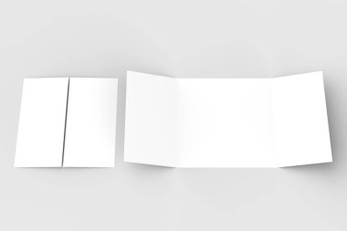 Kare kapı kat broşürü sahte üzerinde izole yumuşak gri backgrou kadar