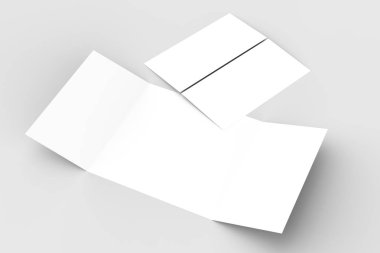 Kare kapı kat broşürü sahte üzerinde izole yumuşak gri backgrou kadar