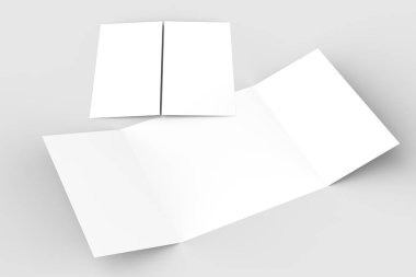 Kare kapı kat broşürü sahte üzerinde izole yumuşak gri backgrou kadar