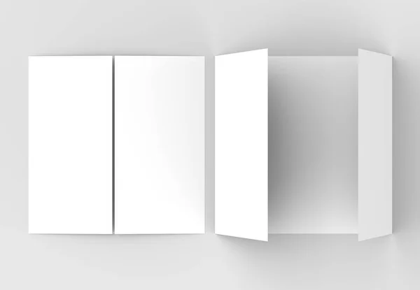 Квадратные ворота складной брошюры макет изолирован на мягкой серой backgrou — стоковое фото