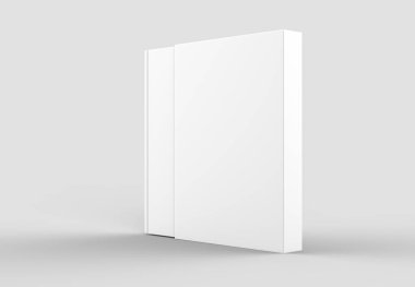 Kitap kabı kitap kadar üzerinde izole yumuşak gri arka plan sahte. 3D illus