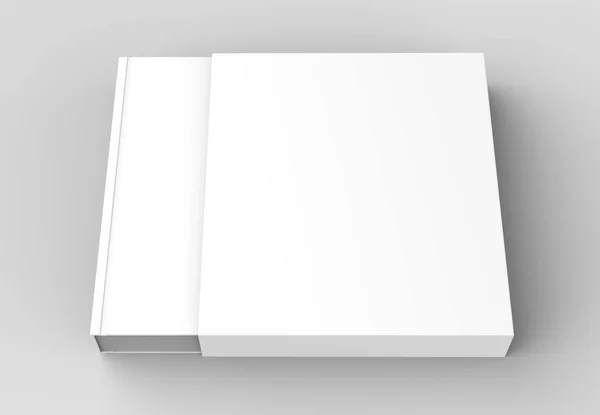 Square slipcase book mock up isolated on soft gray background. 3 — Stock Photo, Image