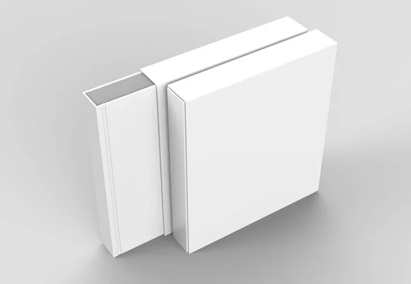 Książka kwadrat futerał mock nawet na białym na miękkie szare tło. 3 — Zdjęcie stockowe