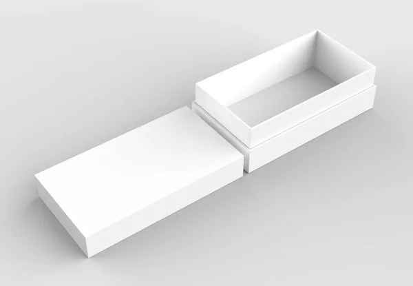 Elegantní box mock-up izolované na měkké šedé pozadí. 3D illustr — Stock fotografie