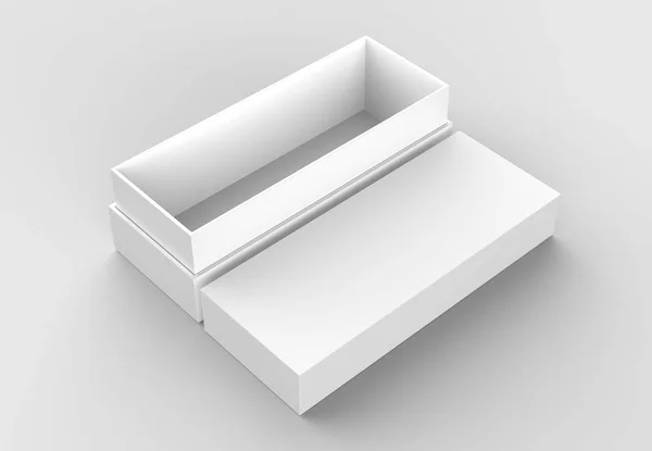 Елегантна коробка сміється ізольовано на м'якому сірому фоні. 3D ілюстрація — стокове фото