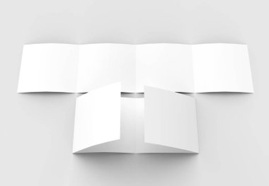 Kare dört katlanmış - 4'e katlanmış - broşür mock-up izole yumuşak 