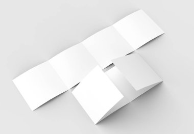 Kare dört katlanmış - 4'e katlanmış - broşür mock-up izole yumuşak 