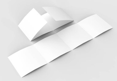 Kare dört katlanmış - 4'e katlanmış - broşür mock-up izole yumuşak 