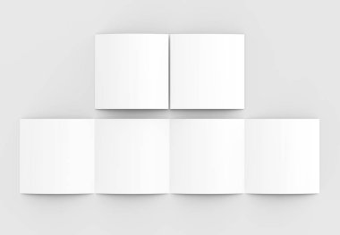 Kare dört katlanmış - 4'e katlanmış - broşür mock-up izole yumuşak 