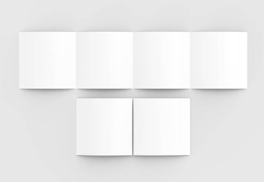 Kare dört katlanmış - 4'e katlanmış - broşür mock-up izole yumuşak 