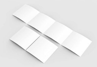 Kare dört katlanmış - 4'e katlanmış - broşür mock-up izole yumuşak 