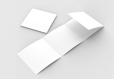 Kare dört katlanmış - 4'e katlanmış - broşür mock-up izole yumuşak 