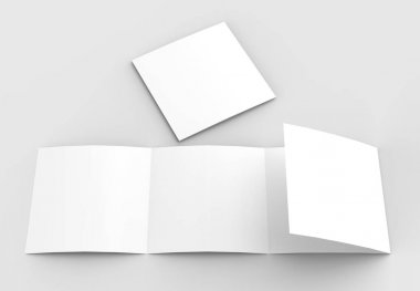 Kare dört katlanmış - 4'e katlanmış - broşür mock-up izole yumuşak 