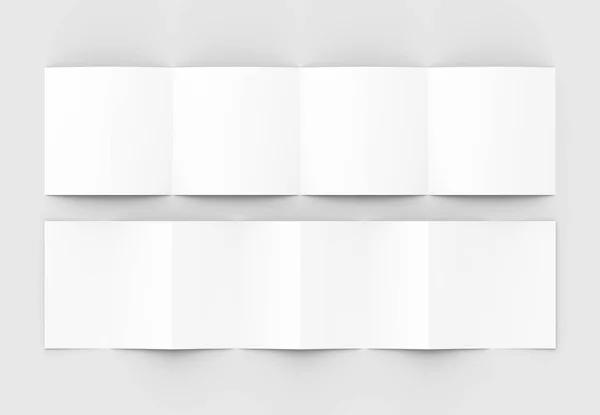 Hajtogatott - négyzet négy 4-Fold - modell brosúra elszigetelt puha — Stock Fotó