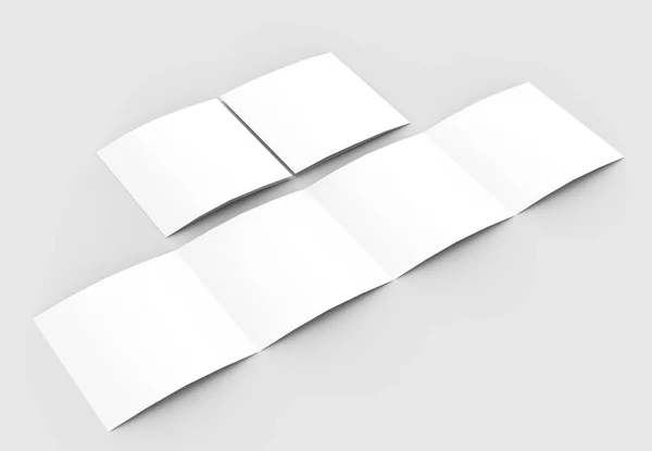 Vierkante vier gevouwen - 4-Fold - brochure mock-up geïsoleerd op de zachte — Stockfoto