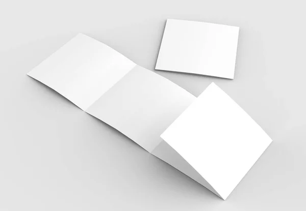 Vierkante vier gevouwen - 4-Fold - brochure mock-up geïsoleerd op de zachte — Stockfoto