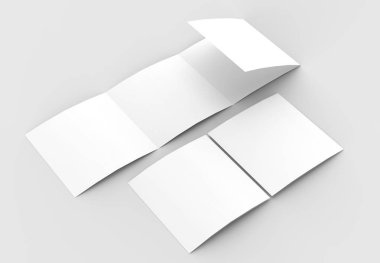 Kare dört katlanmış - 4'e katlanmış - broşür mock-up izole yumuşak 