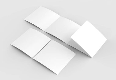 Kare dört katlanmış - 4'e katlanmış - broşür mock-up izole yumuşak 