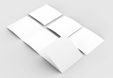 Kare dört katlanmış - 4'e katlanmış - broşür mock-up izole yumuşak 