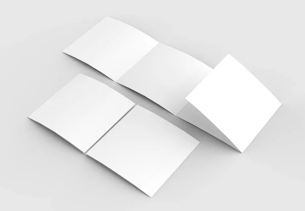 접혀-평방 4 4-Fold-브로셔 모형에 고립 된 소프트 — 스톡 사진