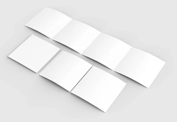 Square four folded - 4-Fold - brochure mock-up isolated on soft — Stock Photo, Image