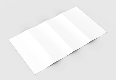 Dört katlanmış - 4-Fold - dikey broşür mock-up sof üzerinde izole