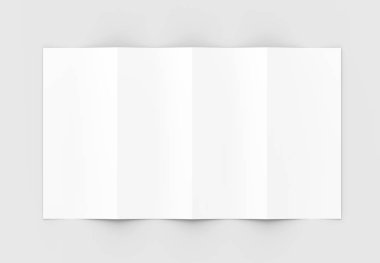 Dört katlanmış - 4-Fold - dikey broşür mock-up sof üzerinde izole