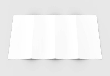 Dört katlanmış - 4-Fold - dikey broşür mock-up sof üzerinde izole