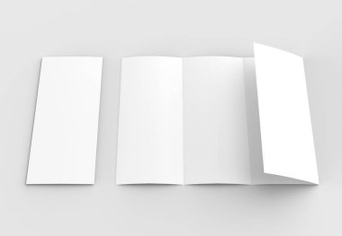 Dört katlanmış - 4-Fold - dikey broşür mock-up sof üzerinde izole