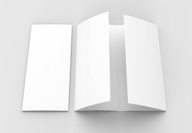 Dört katlanmış - 4-Fold - dikey broşür mock-up sof üzerinde izole