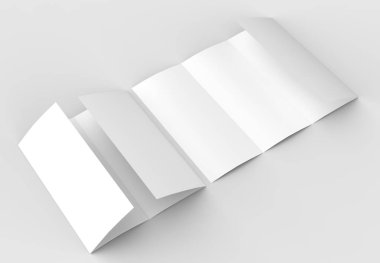 Dört katlanmış - 4-Fold - dikey broşür mock-up sof üzerinde izole