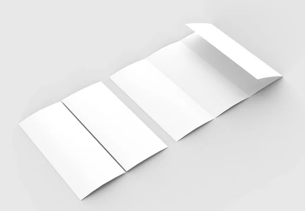 Four folded - 4-Fold - vertical brochure mock-up isolated on sof — Stock Photo, Image