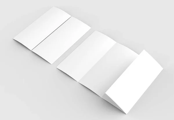 접혀-4 4-Fold-수직 브로셔 모형 sof에 고립 — 스톡 사진