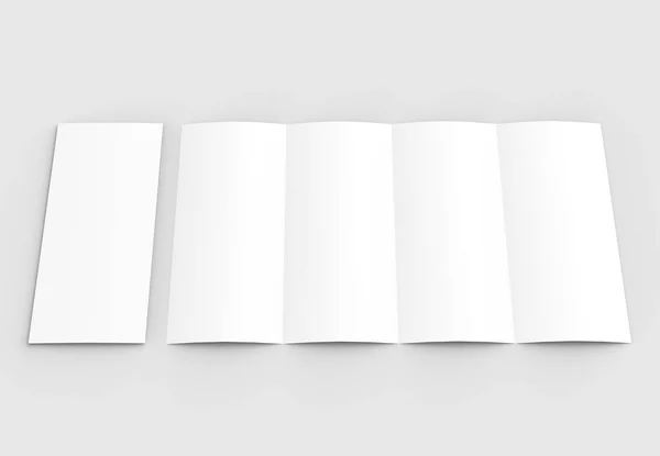 Cuatro pliegues - 4 pliegues - folleto vertical maqueta aislado en sof —  Fotos de Stock