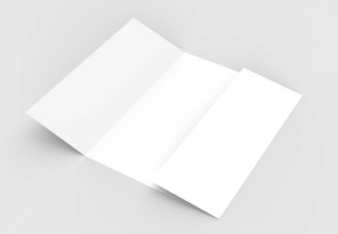 Kişilik Kapısı katlayın dikey broşür sahte yumuşak gri izole